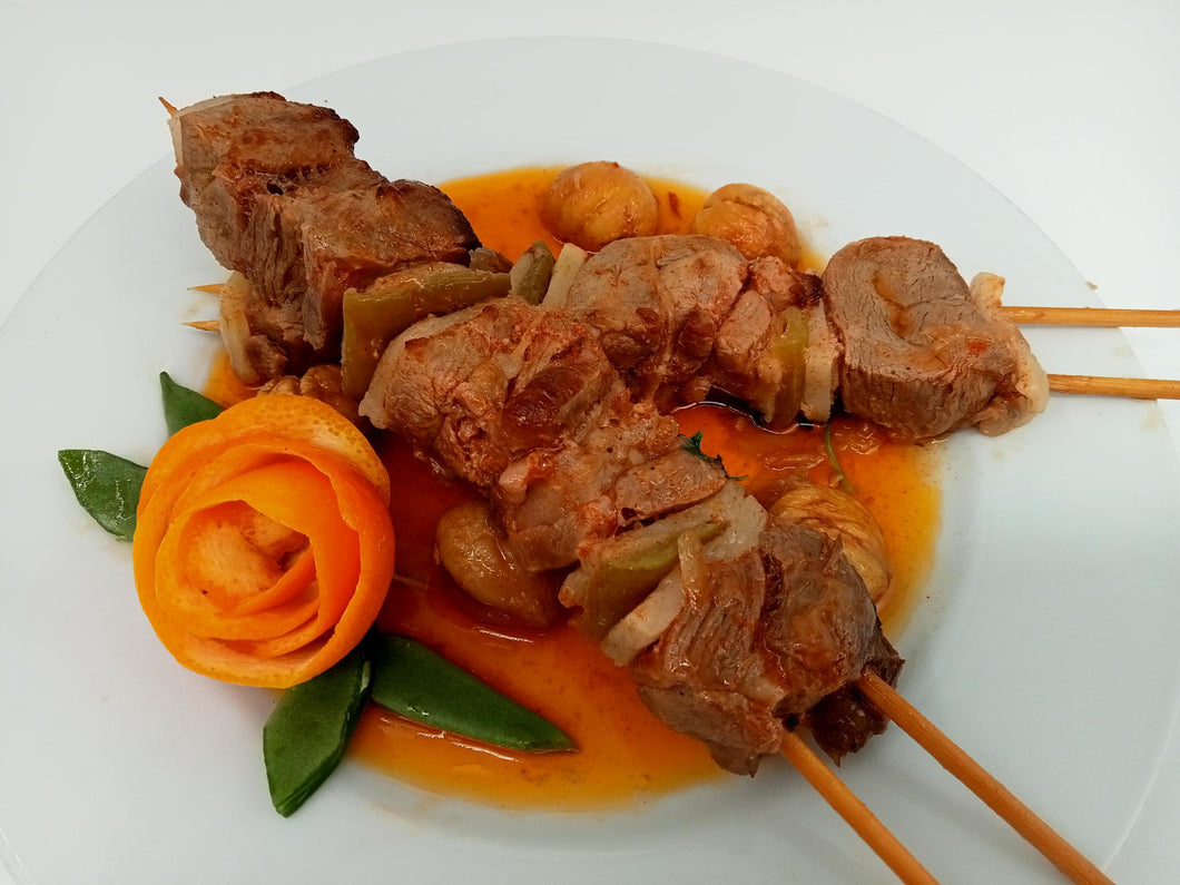 Brochettes de dinde au four aux châtaignes